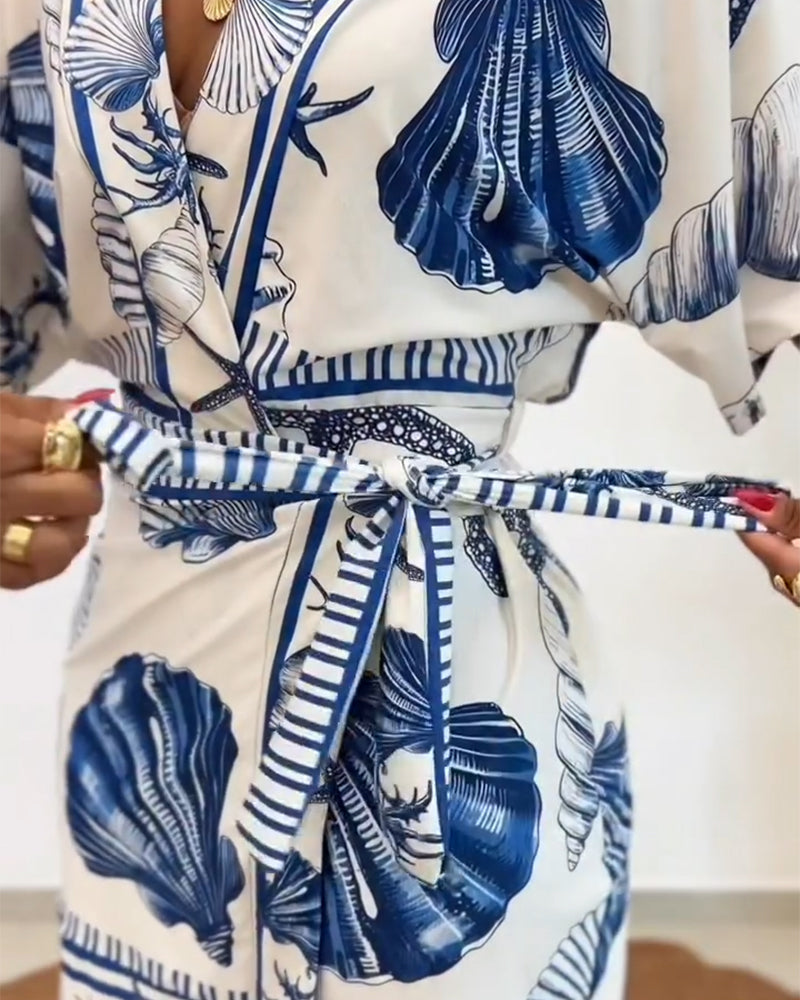 Lyrithia | Jumpsuit met V-hals en strandprint voor dames – Korte zomerjumpsuit