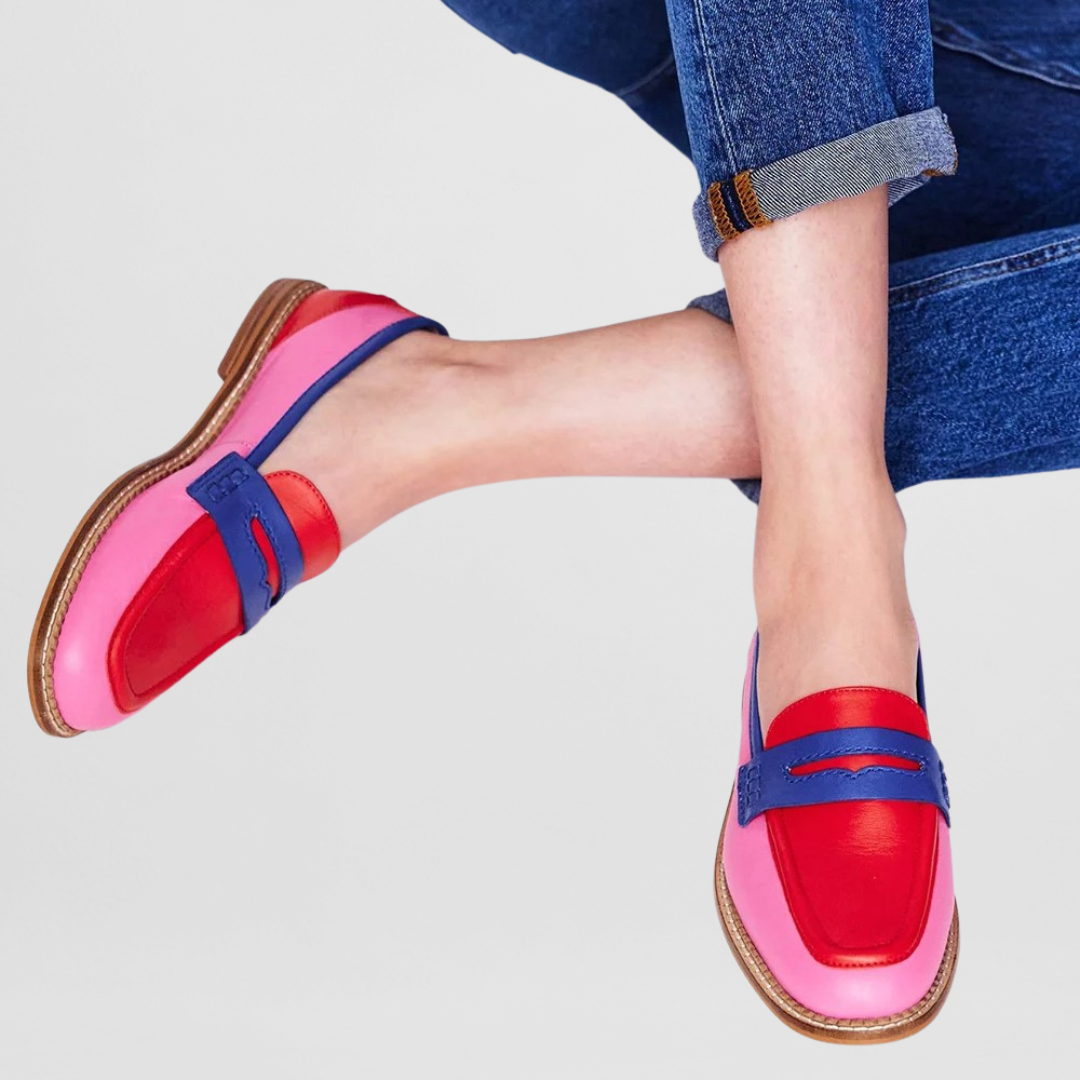 Loafique | Farbenfrohe Lederslipper für Damen, stylische Schlupfschuhe, lässige flache Schuhe