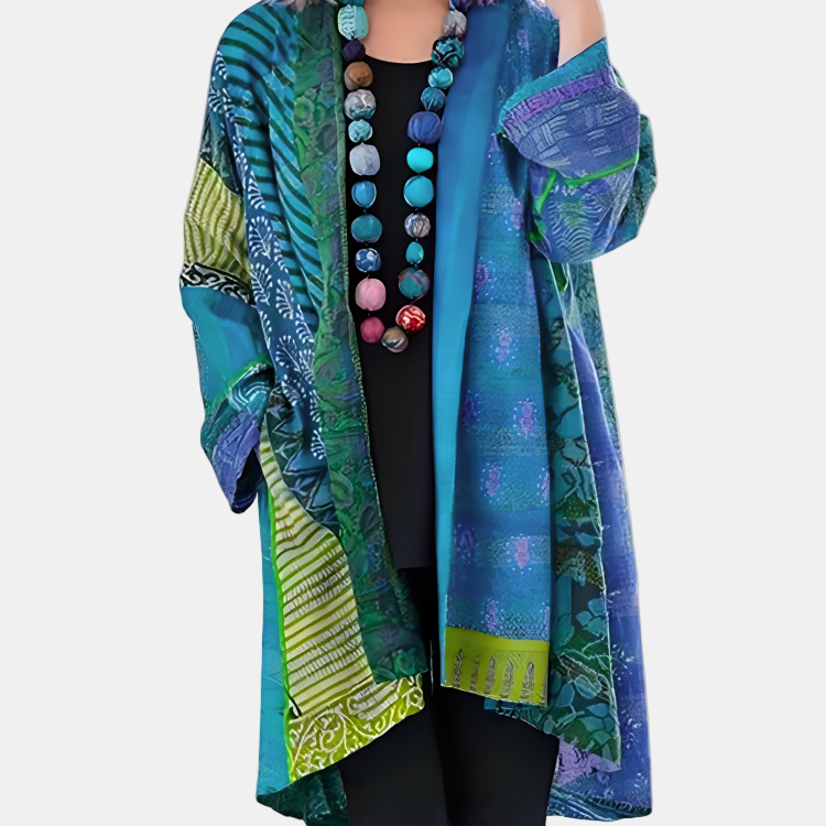 Landa | Stijlvol gebreid vest voor dames – Lange kleurrijke trui, casual gelaagde herfst-winterjas