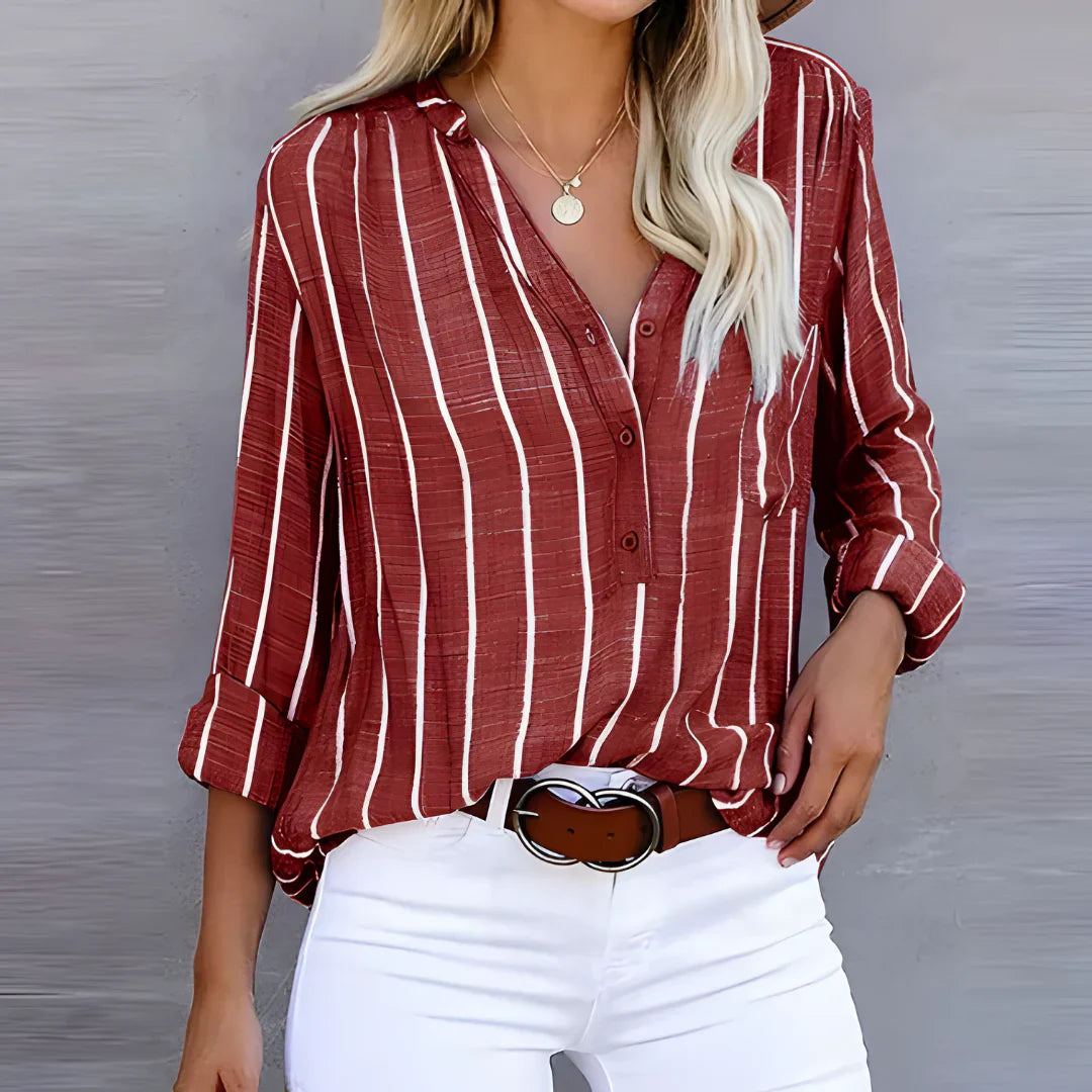 Ilyvara | Gestreepte damesblouse – Trendy casual shirt
