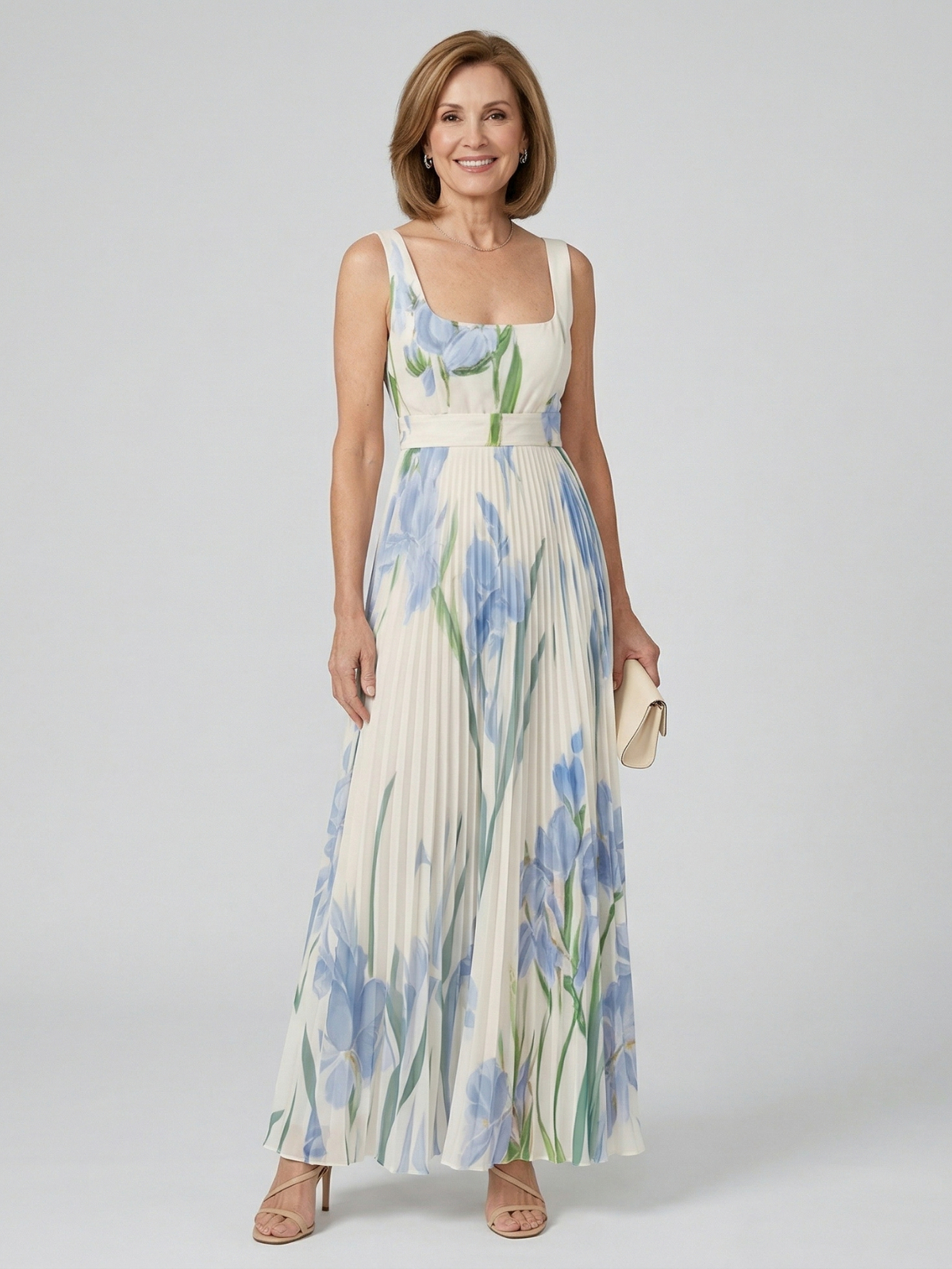 Elissa | Dames Bloemen Geplooide Maxi Jurk – Mouwloos, Elegante Zomer Maxi Jurk