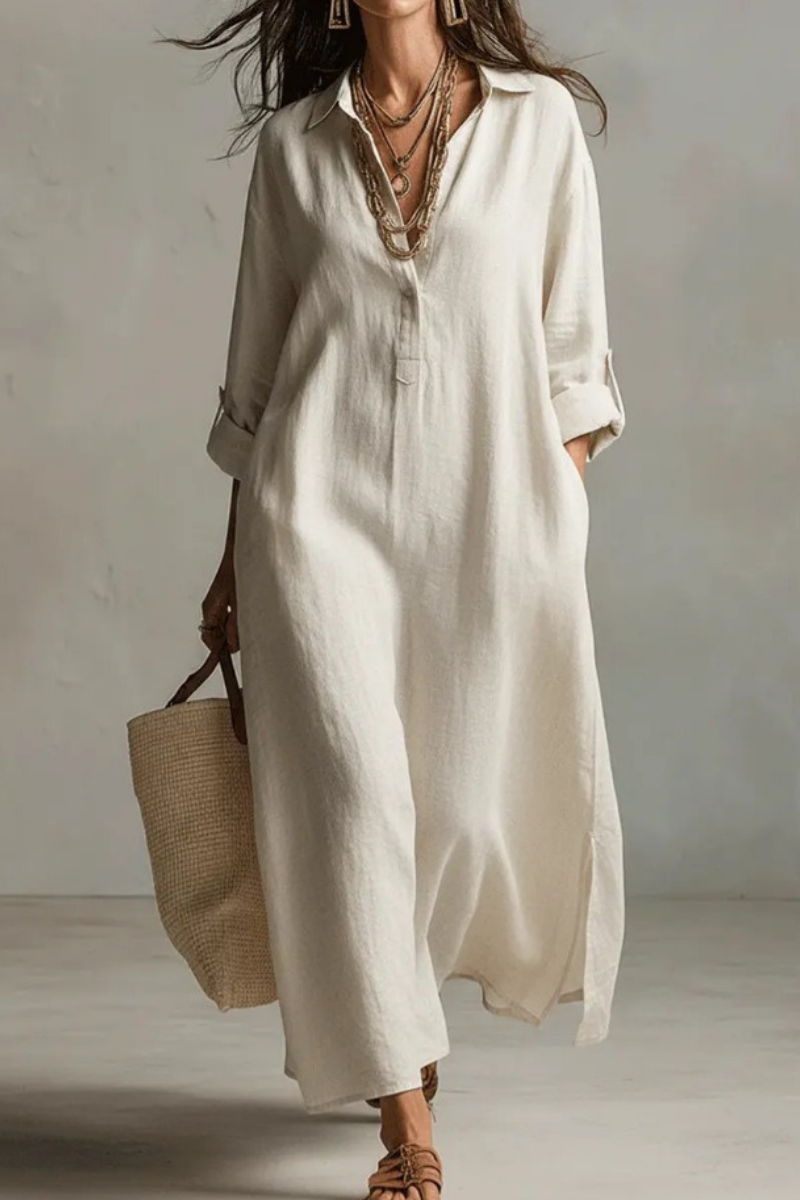 Virethia | Boho-zomerjurk voor dames – zwierige maxi-jurk met V-hals