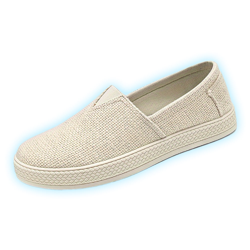 Treaden | Mocassins en lin respirant pour homme - Chaussures plates décontractées à enfiler, motif paille tressée