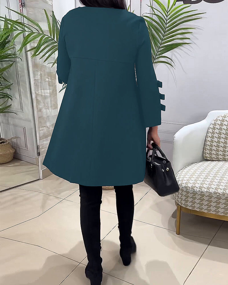 Wylsera | Luma jurk met strikmouwen – Midi-jurk met zakken voor dames