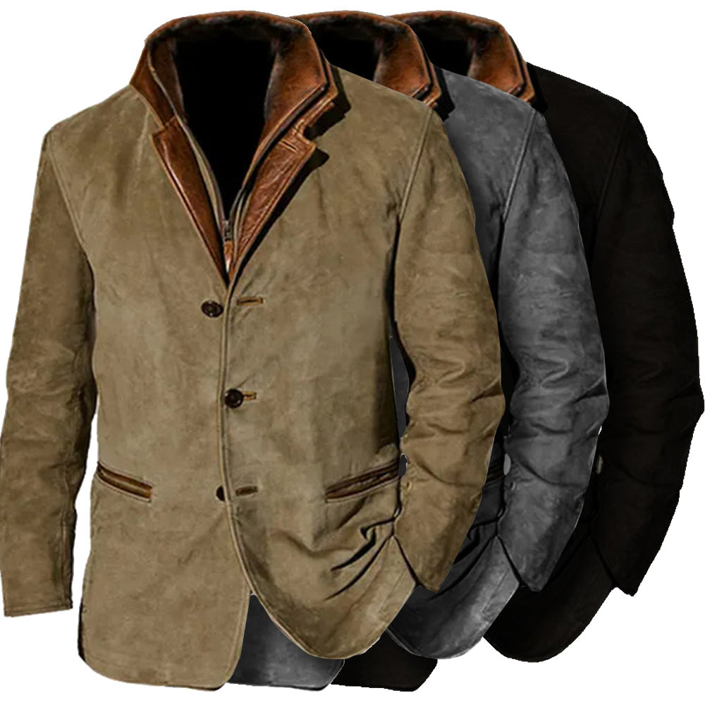 Zalthor | Veste en daim pour homme - fermeture boutonnée, vêtement d'extérieur décontracté, style western