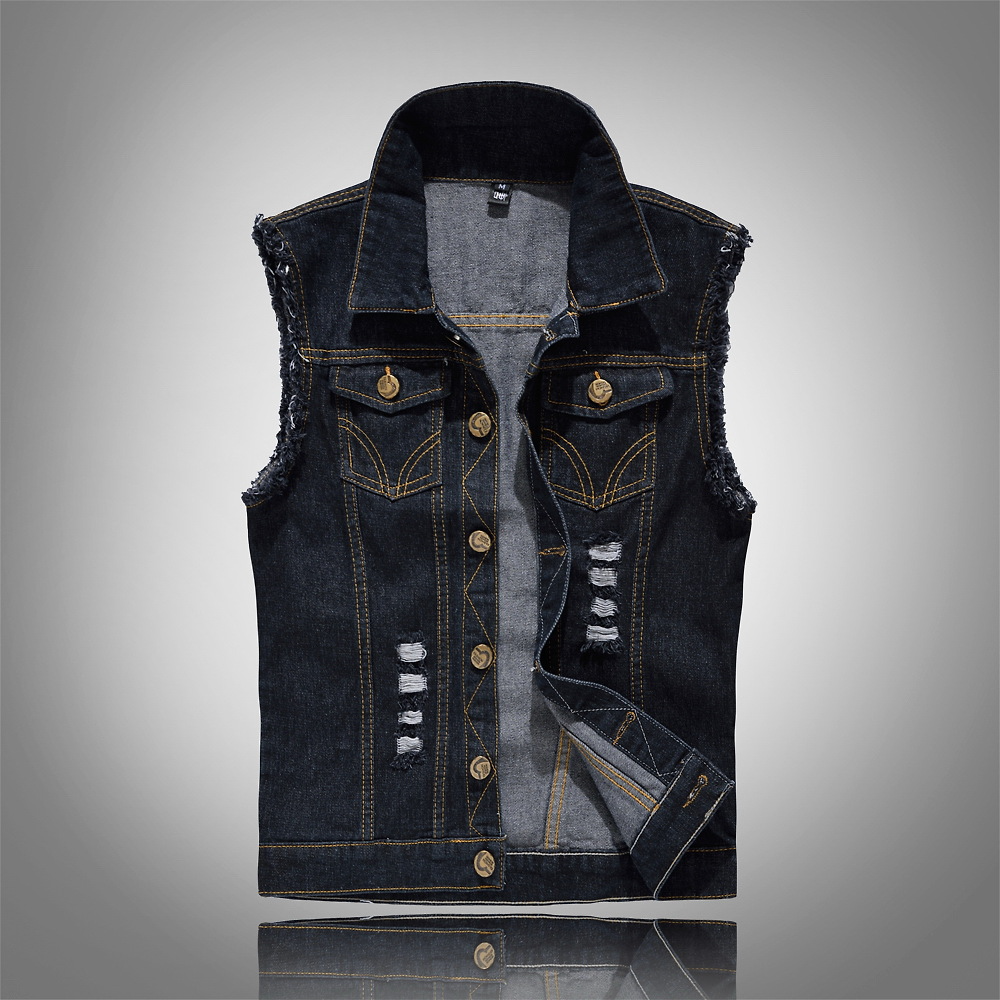 Veyric | Herren-Jeansweste im Used-Look – ärmellose, lässige Streetwear-Weste, stylische, leichte Jacke