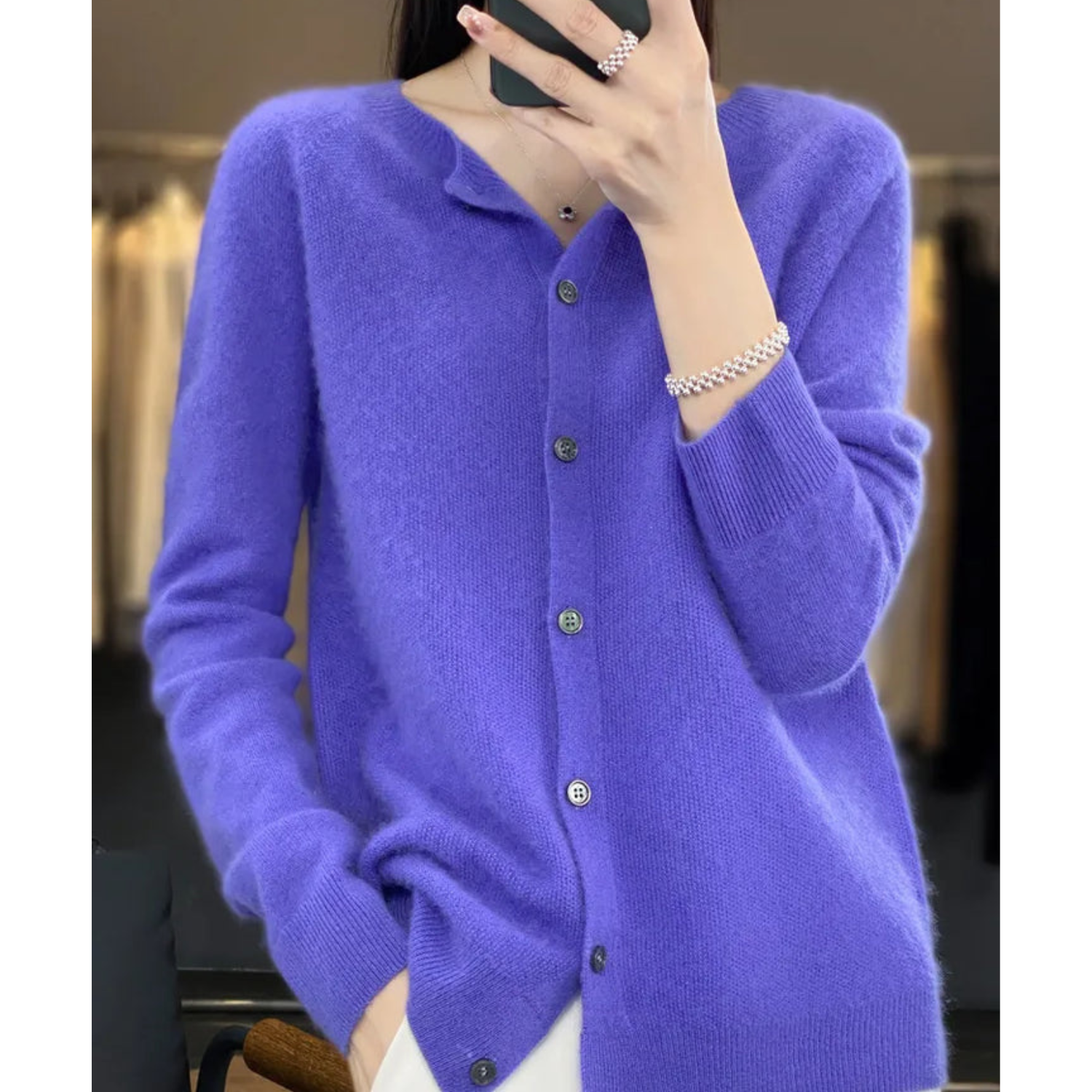 Marenne | Damen-Cardigan aus Kaschmir und Merinowolle, weicher Strickpullover, leichte Schicht