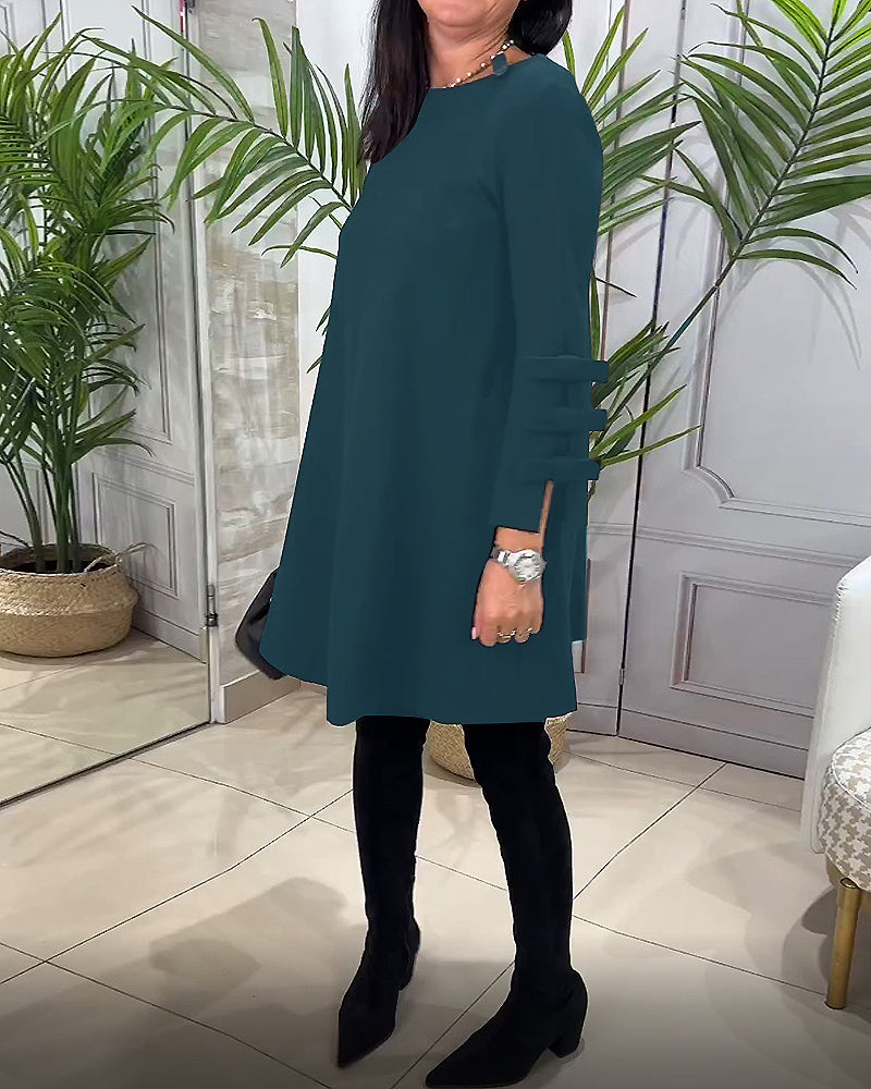 Wylsera | Luma jurk met strikmouwen – Midi-jurk met zakken voor dames