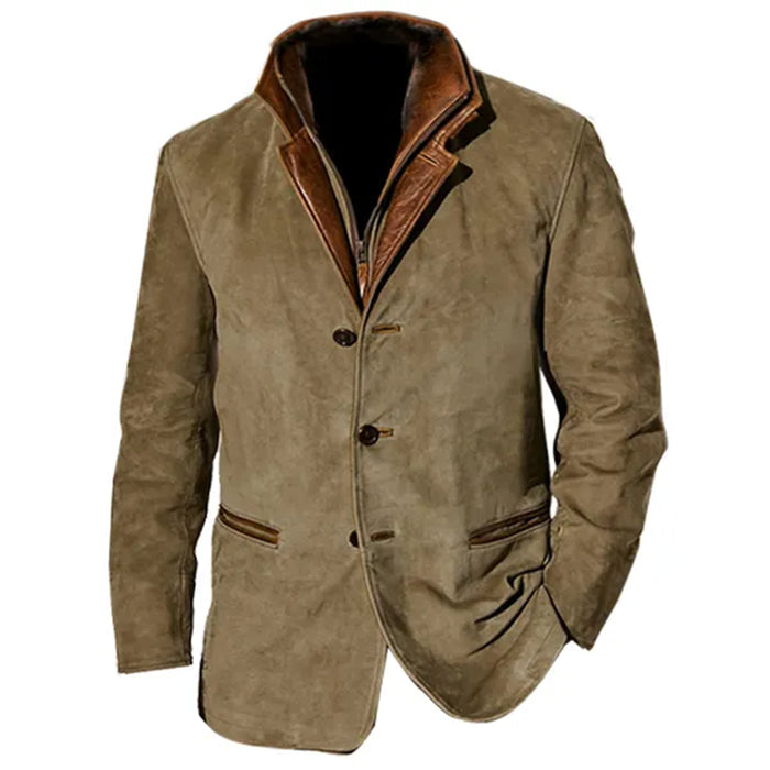 Zalthor | Veste en daim pour homme - fermeture boutonnée, vêtement d'extérieur décontracté, style western