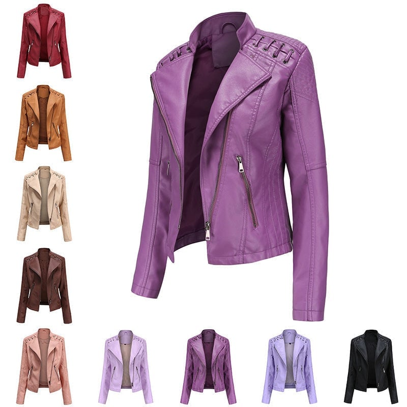 Marvina | Veste en cuir coupe ajustée – Veste de moto chic en agneau, vêtement d'extérieur élégant