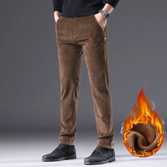 Cirel | Pantalon homme en velours côtelé chaud avec doublure polaire - Pantalon d'hiver décontracté, doux et confortable