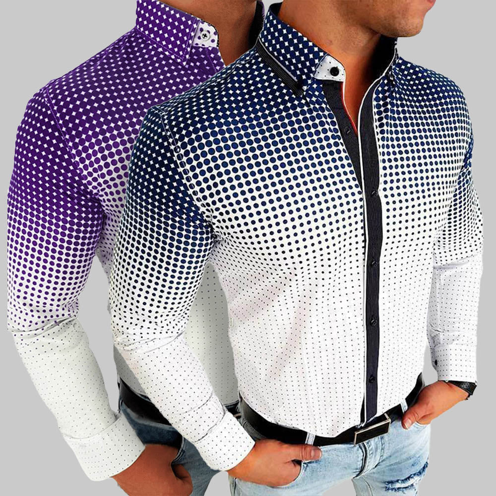 Calvor | Chemise homme à boutons dégradée - Manches longues, style business casual, coupe ajustée