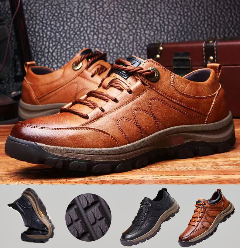 Strovix | Chaussures décontractées en cuir cousues main pour hommes – résistantes aux chocs, ergonomiques, pour l'extérieur et le travail