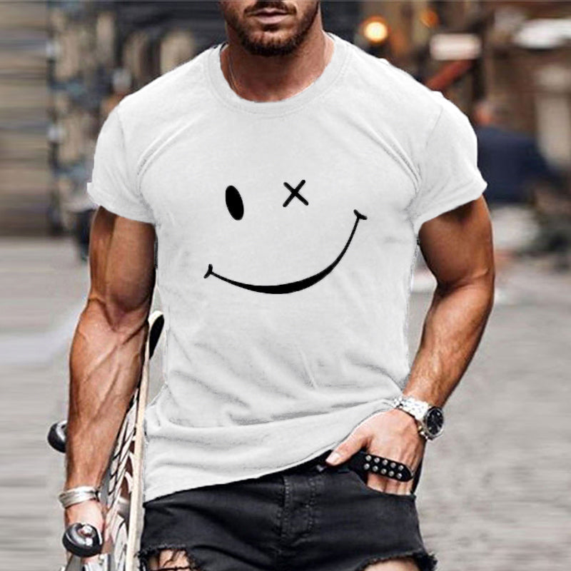 Ylvar | Vintage T-shirt voor heren met smileyprint – korte mouwen, ronde hals, casual katoenen T-shirt