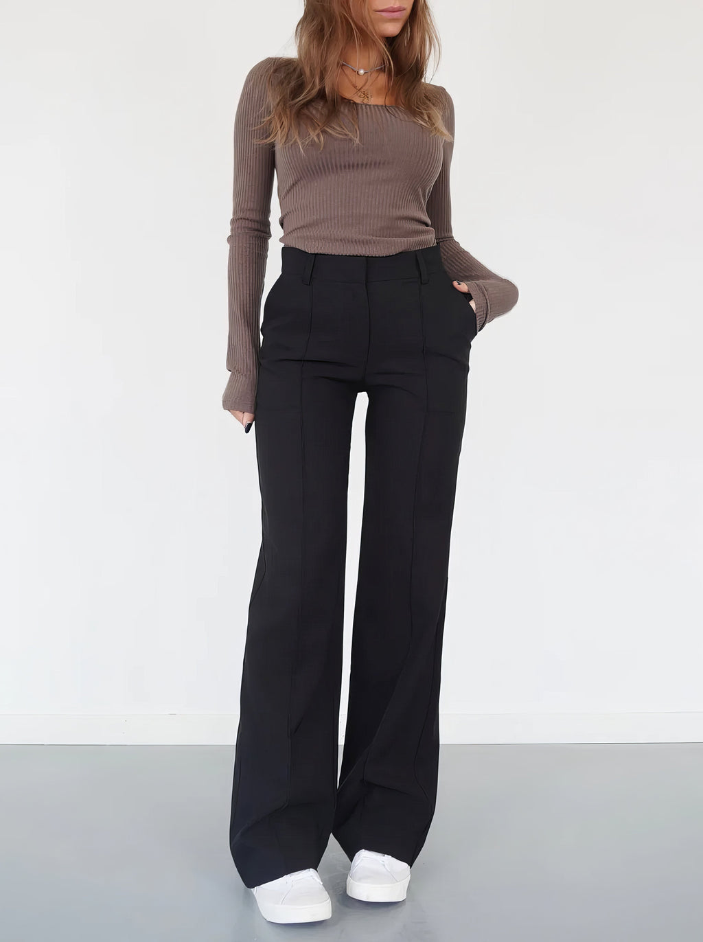 Atalina | Hoge taille broek met rechte pijpen voor dames – Casual & kantoorbroek