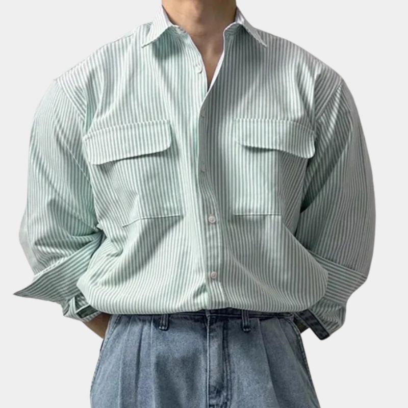 Carvin | Chemise à rayures oversize pour homme - Chemise à manches longues décontractée et habillée