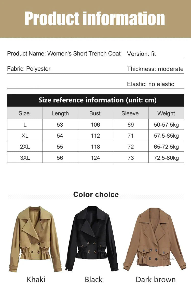 Kahlila | Schicker, koreanisch inspirierter kurzer Trenchcoat für Damen – Leichte, stylische Oberbekleidung