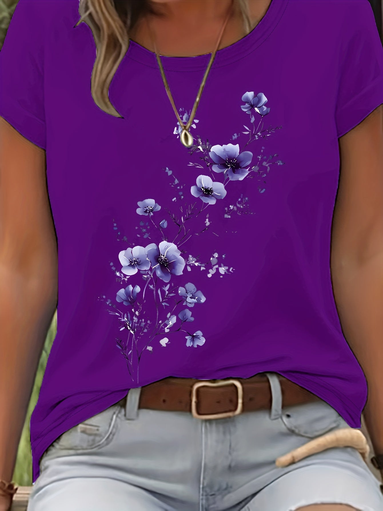 Vionyxen | Dames-T-shirt met bloemenprint in aquarelstijl – Casual zomertop