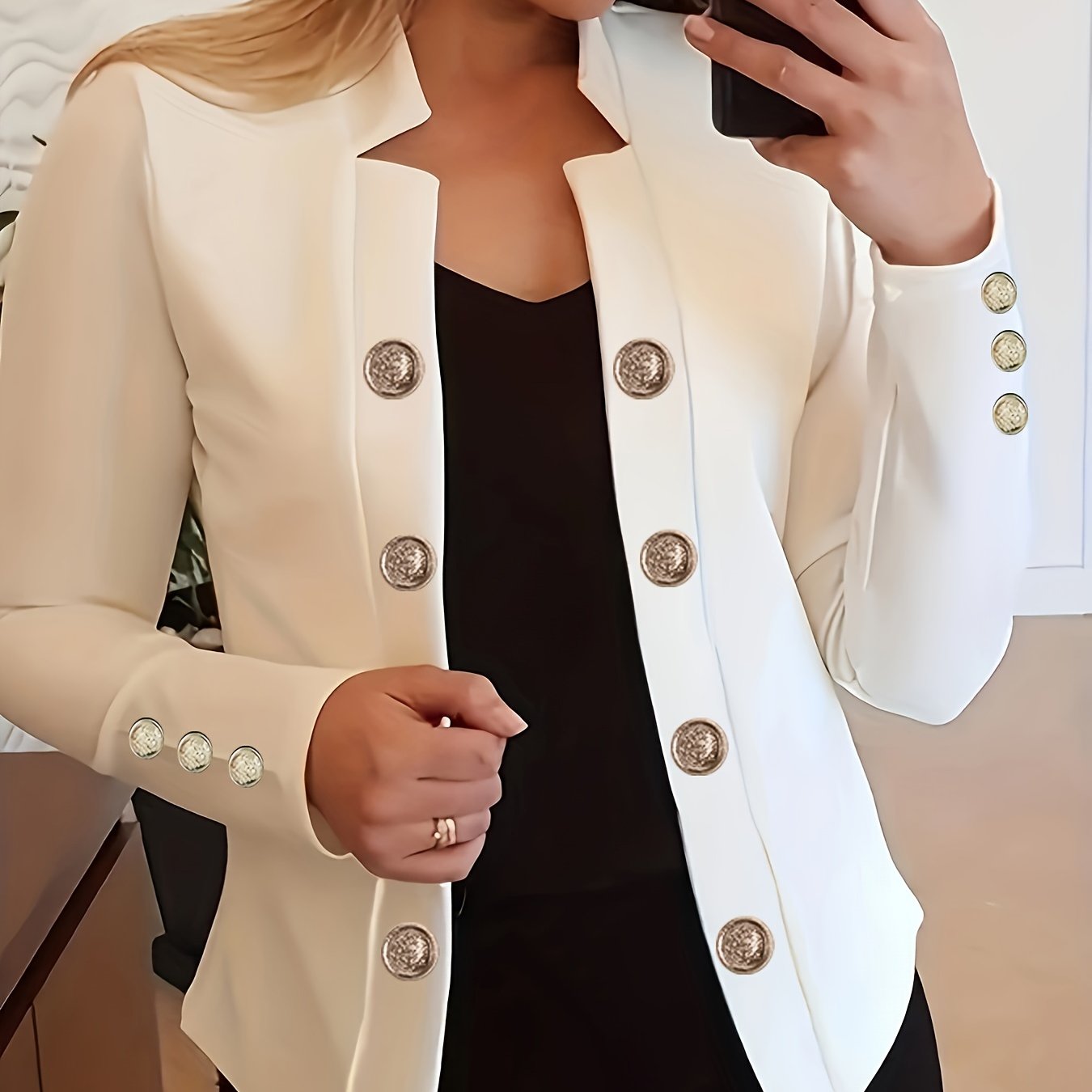 Enidra | Veste décontractée en polyester pour femme – Boutons de manchette et finitions élégantes