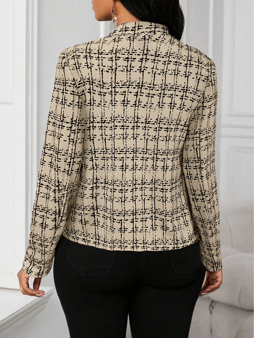 Elsinore | Manteau léger à carreaux pour femme – motif pied-de-poule, vêtement d'extérieur décontracté et élégant