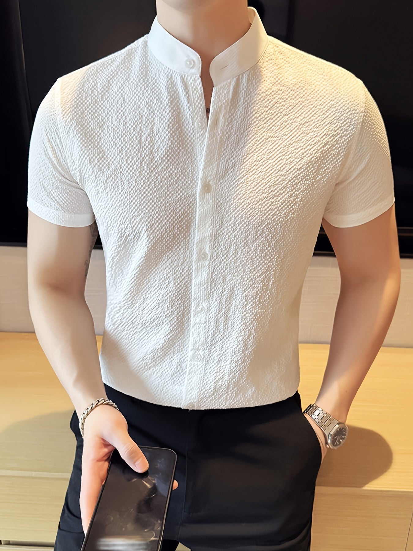 Arik | Heren zomers overhemd met korte mouwen – casual geruit button-up overhemd