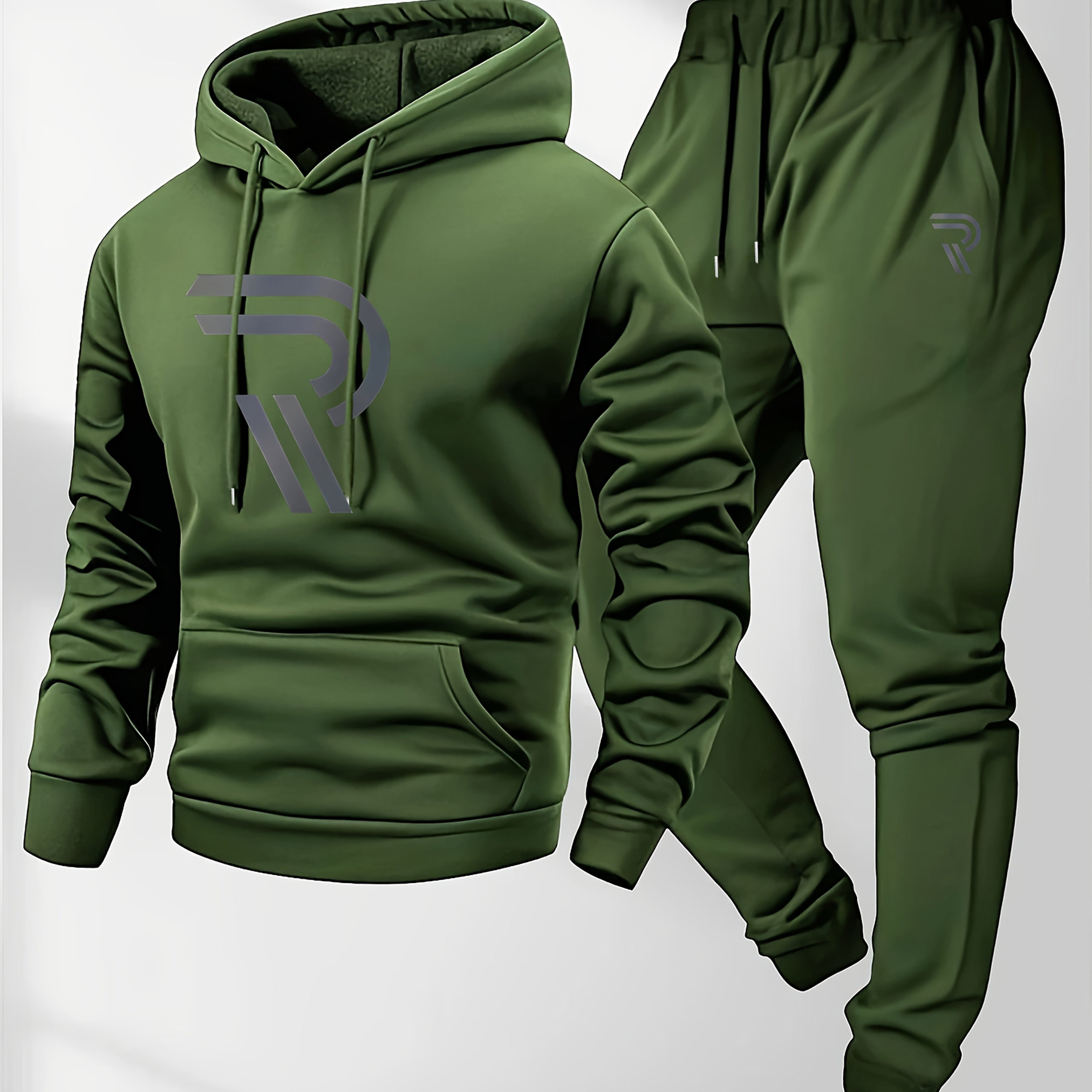 Knudsen | Ensemble de survêtement homme : sweat à capuche et pantalon – Logo « R », style décontracté, automne/hiver