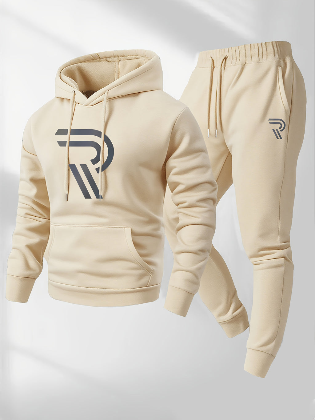 Knudsen | Ensemble de survêtement homme : sweat à capuche et pantalon – Logo « R », style décontracté, automne/hiver