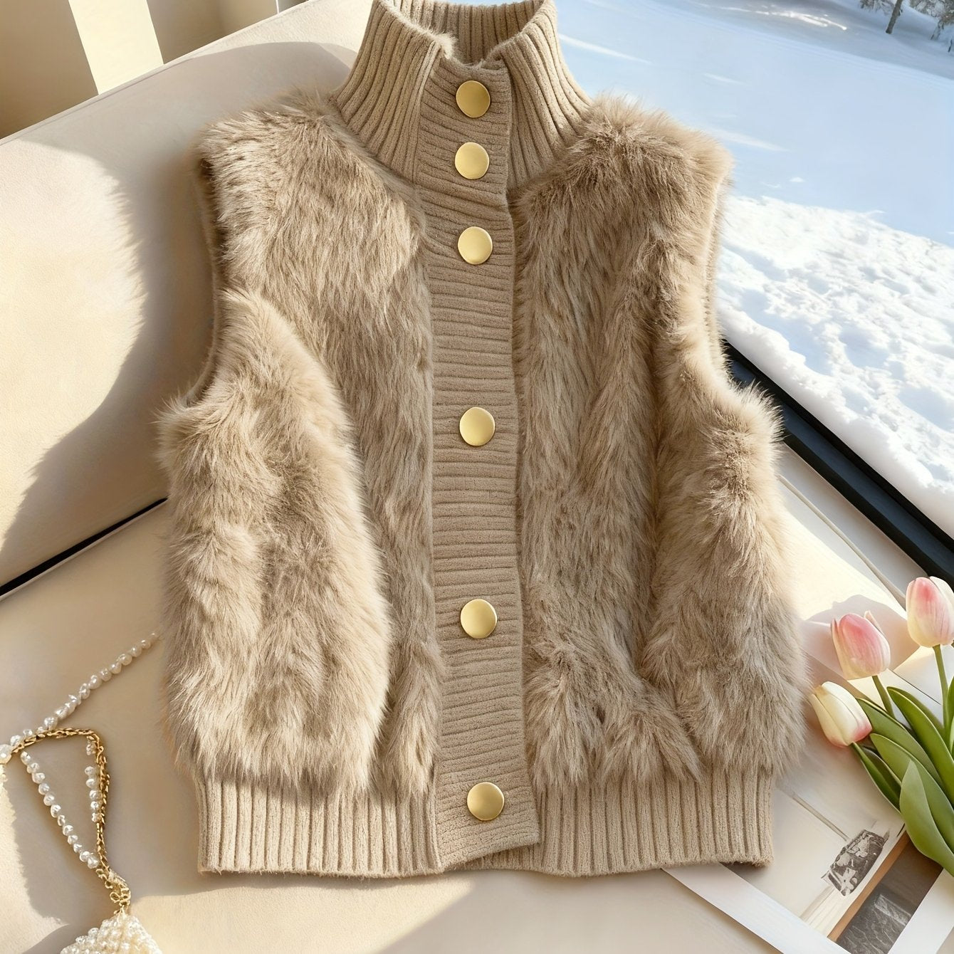 Hailynn | Elegante damesvest met opstaande kraag – Modieuze laagjeslook