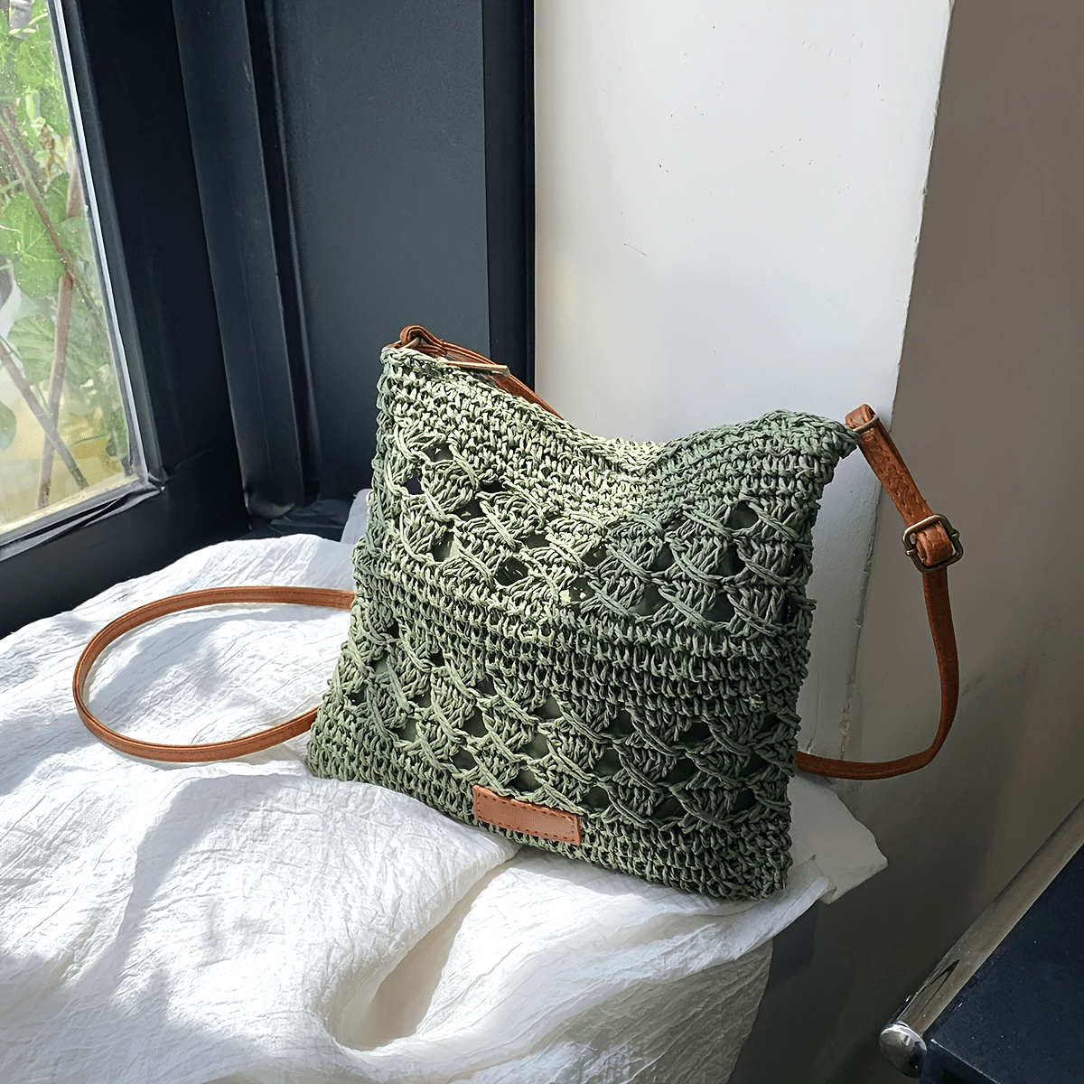 LinaBag | Chique papieren crossbody tas van stro