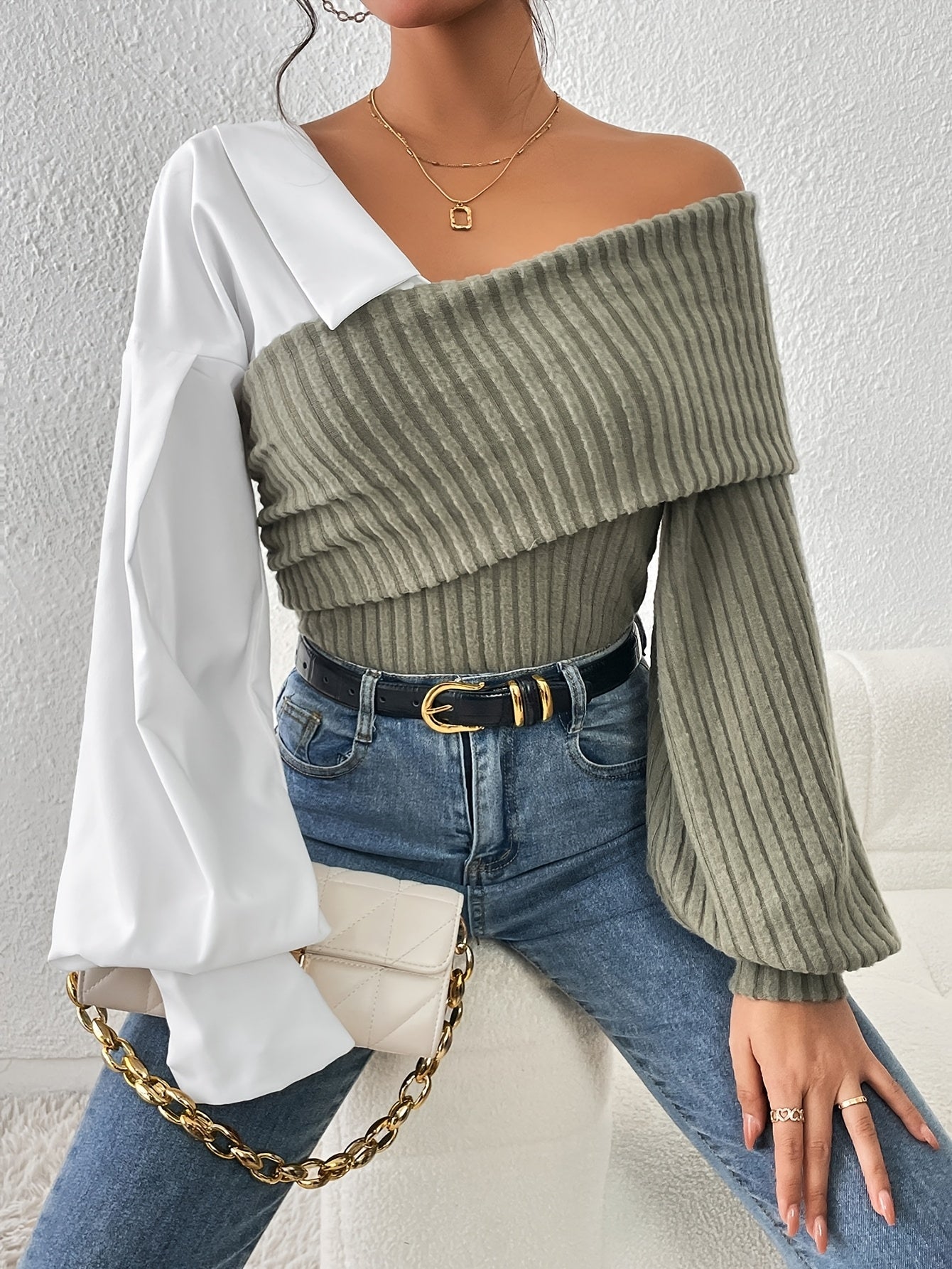 Ianthe | Casual damesoverhemd met kleurblokken – Elegant model met lange mouwen