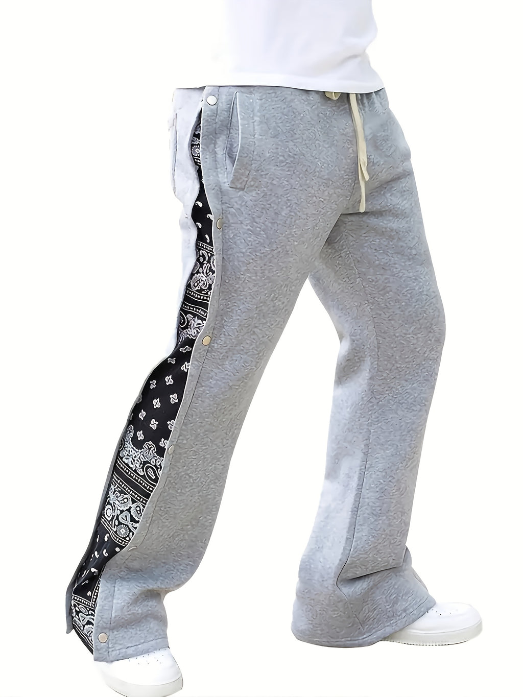 Azmaron | Heren Lente Street Wide-Leg Broek – Losse Pasvorm met Dubbele Knoop, Hip-Hop Broek