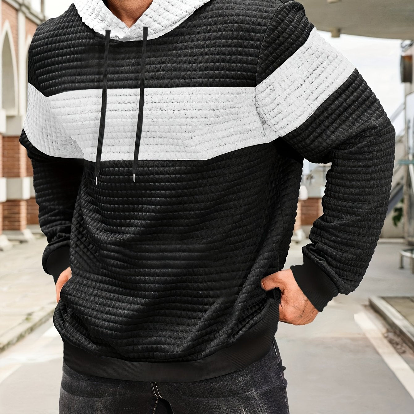 Sylas | Heren hoodiesweater met kleurblokken, casual pullover, trendy streetwear