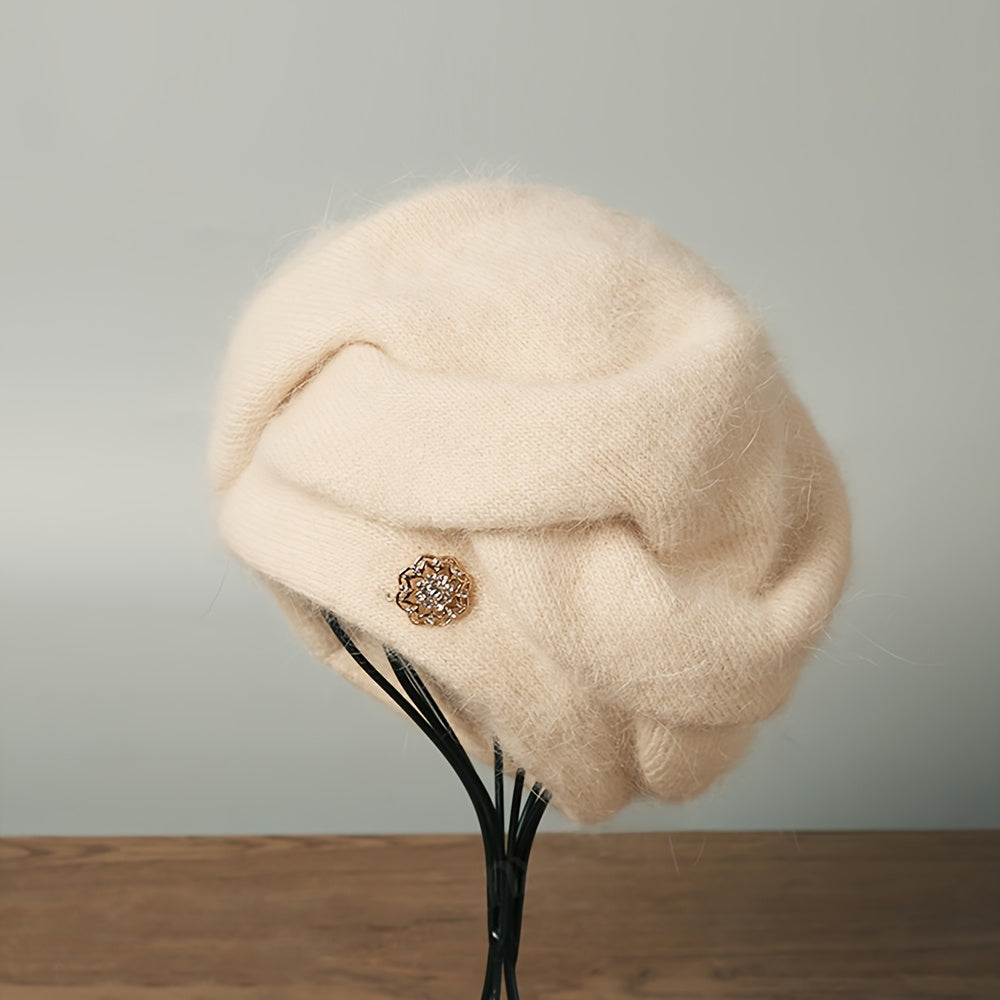 Emina | Bonnet femme en laine mélangée – Bonnet d'hiver chaud en maille