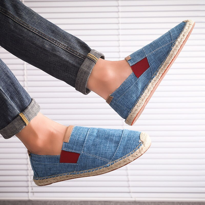 Rivo | Zomers canvas herenschoenen – Gevlochten stro, ademende casual instapschoenen
