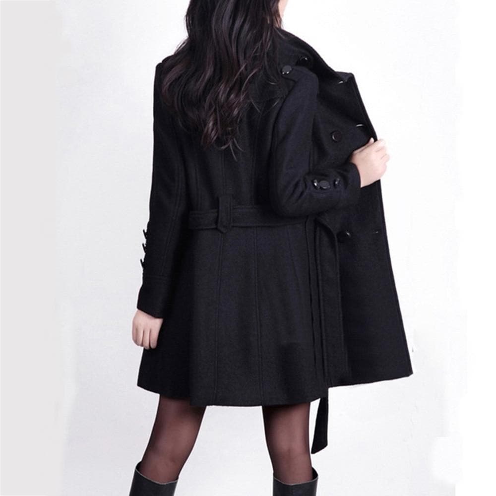 Cassira | Trench-coat femme en laine mélangée, coupe cintrée, croisé, avec ceinture