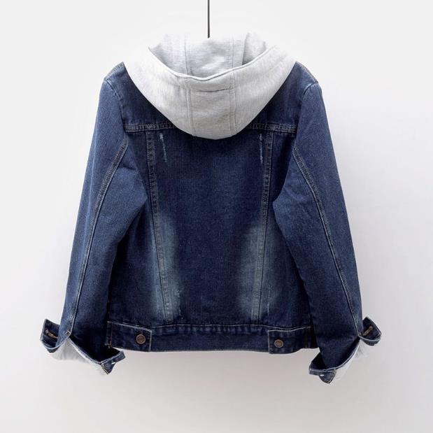 Heloise | Veste en jean pour femme avec doublure sherpa et capuche – effet vintage, manteau d'hiver confortable