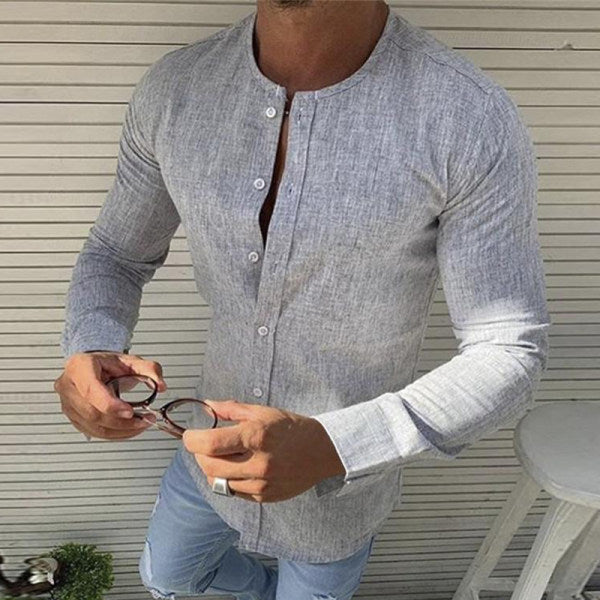 Krix | Heren katoenen shirt voor dagelijks gebruik – stijlvol slim fit overhemd met lange mouwen