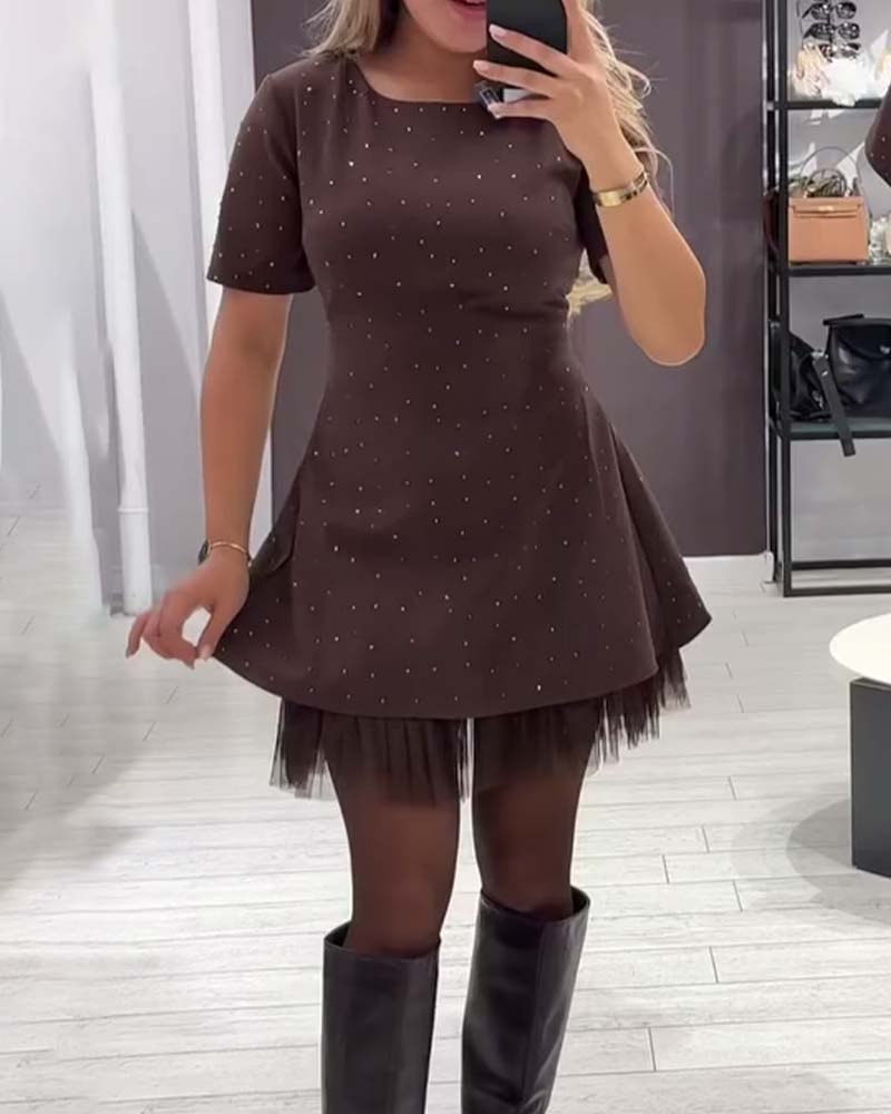 Zirethia | Sprankelende Mesh Mini Jurk voor Dames – Elegante Cocktail- en Avondjurk