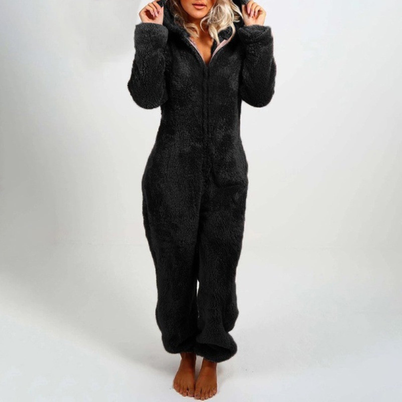 Odda | Teddy fleece pyjama jumpsuit met capuchon – zachte winterloungewear onesie