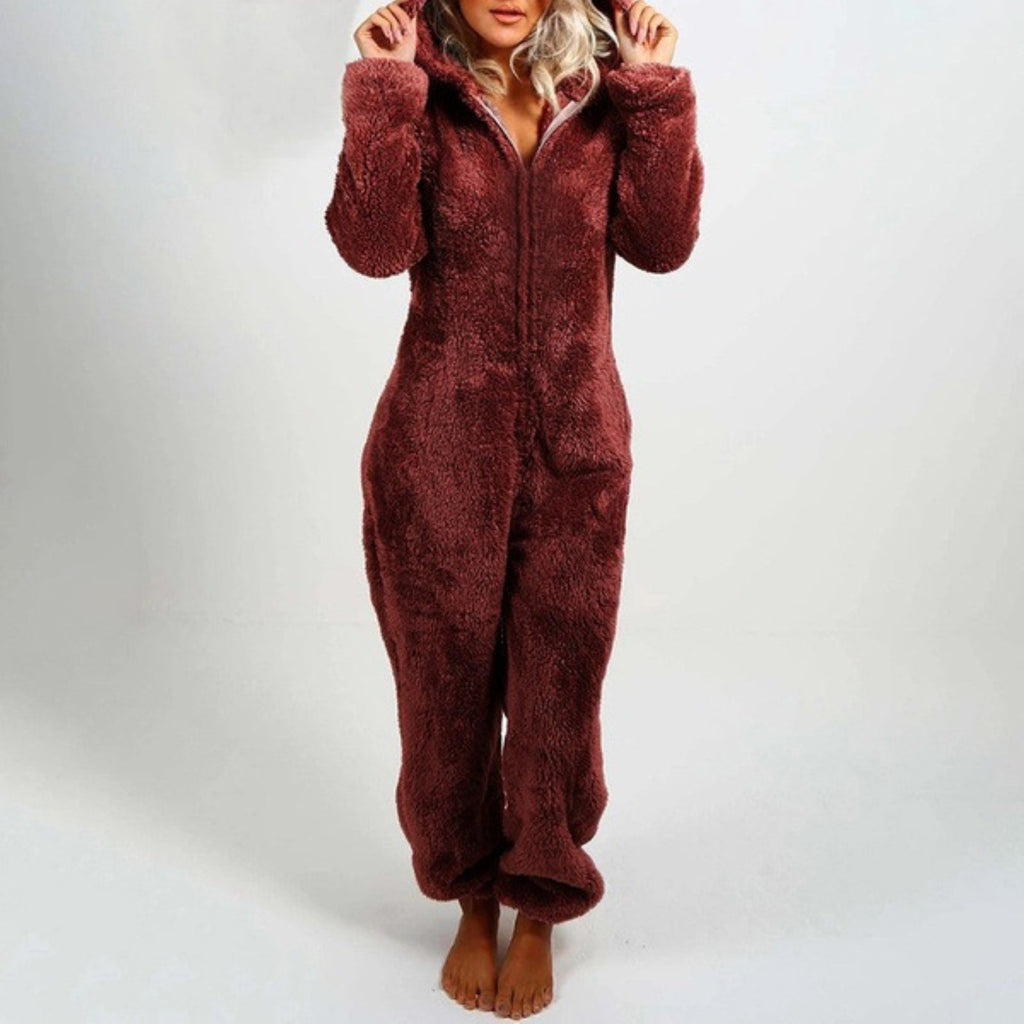 Odda | Teddy fleece pyjama jumpsuit met capuchon – zachte winterloungewear onesie