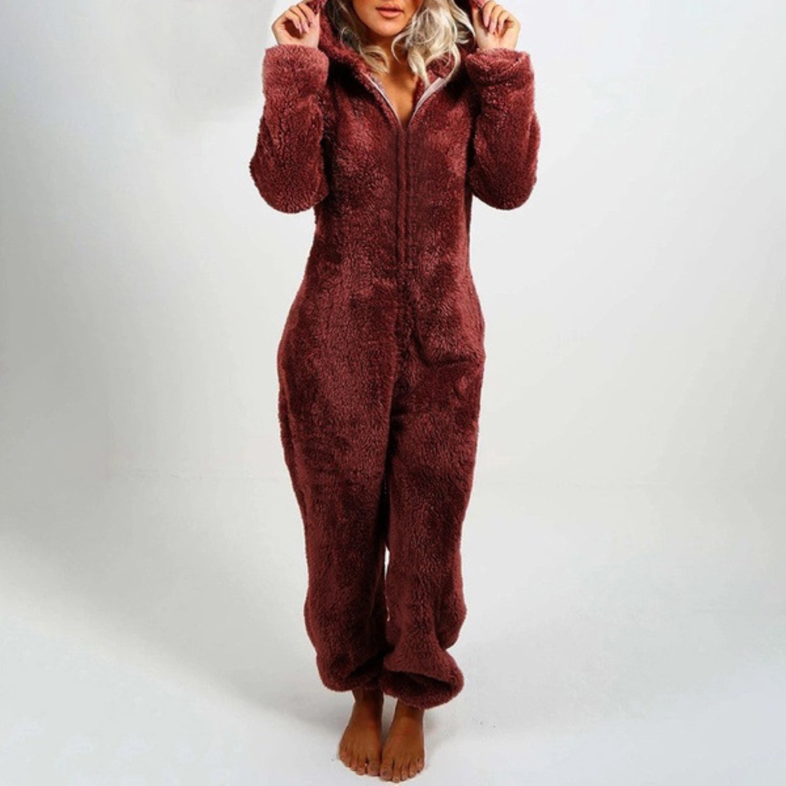 Odda | Teddy fleece pyjama jumpsuit met capuchon – zachte winterloungewear onesie