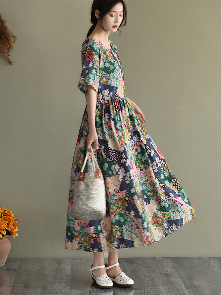 Orlielle | Zomerjurk met bloemenprint voor dames in grote maten – korte mouwen, losse pasvorm