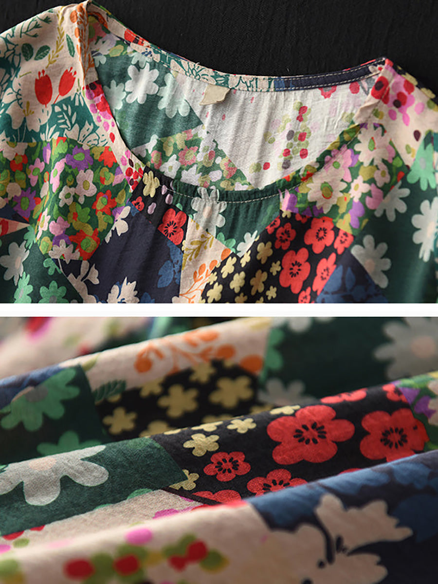 Orlielle | Zomerjurk met bloemenprint voor dames in grote maten – korte mouwen, losse pasvorm