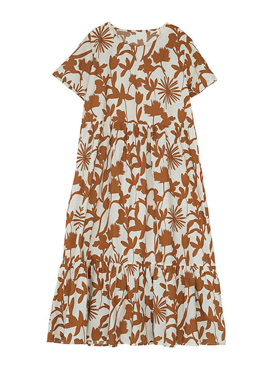 Enyra | Zomerse katoenen zomerjurk met ronde hals en bloemenprint voor dames met een grotere maat