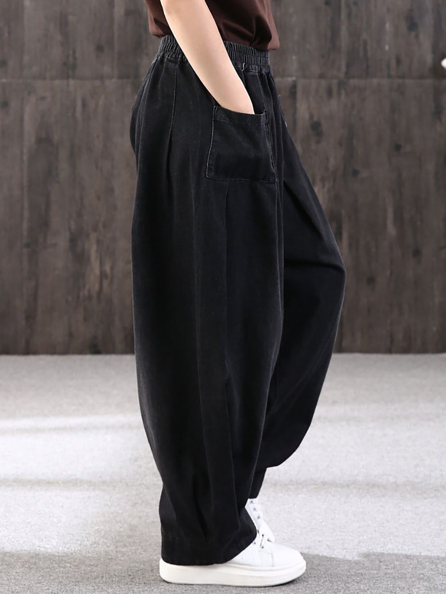 Sylirae | Damesjeans met losse pasvorm in effen kleur – Casual baggy jeans met gewassen look