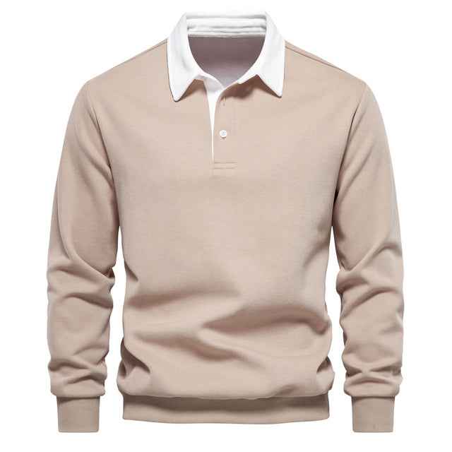 Yvorian | Heren poloshirt met lange mouwen – slim-fit, ademend katoen, casual en stijlvolle werkoutfit