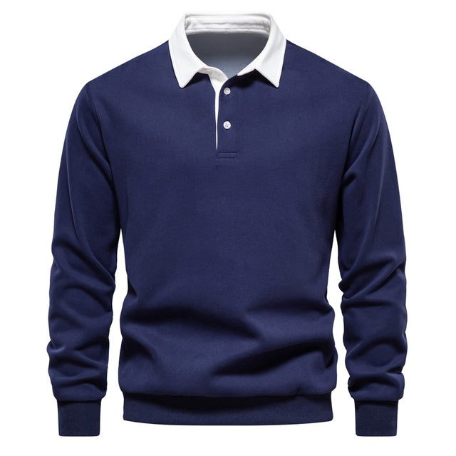 Yvorian | Heren poloshirt met lange mouwen – slim-fit, ademend katoen, casual en stijlvolle werkoutfit