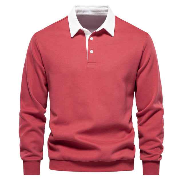 Yvorian | Heren poloshirt met lange mouwen – slim-fit, ademend katoen, casual en stijlvolle werkoutfit
