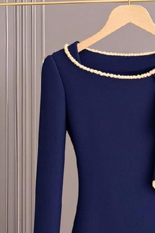 Aseria | Pull bleu en maille pour femme – pull doux et décontracté à manches longues