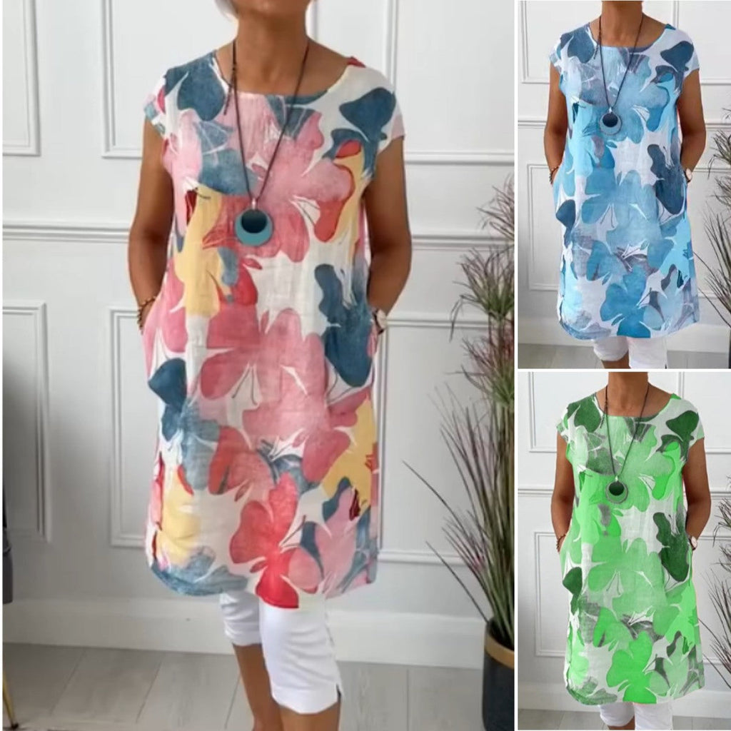 Arloria | Bloemen Mini Jurk voor Dames – Casual Zomerjurk met Korte Mouwen